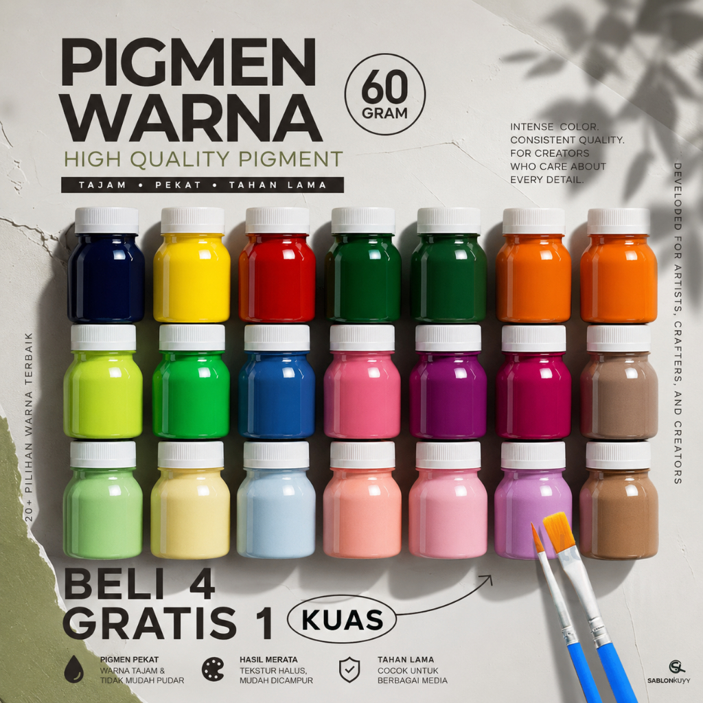 Pigmen 60 Gram Basis Air. Biang Full Warna Cat Seni