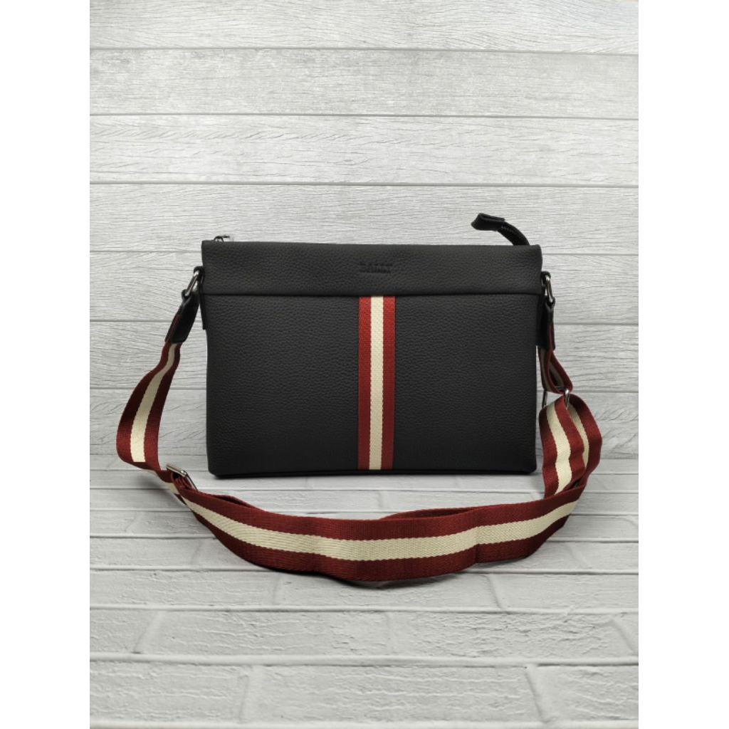 Tas selempang bally slim pack kulit asli