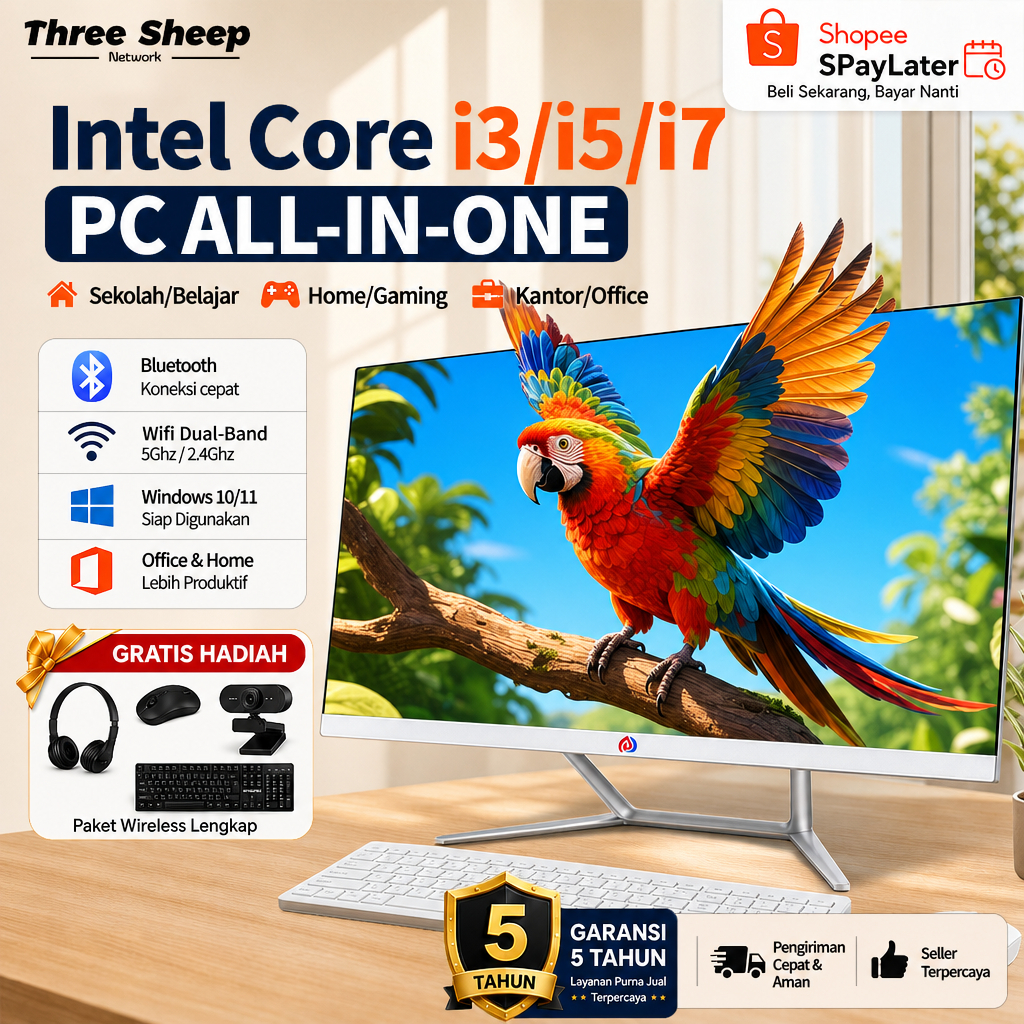 TSN PC All-in-One Komputer desktop PC Full set Intel Core i3/i7 Kantor, Untuk Rumah, Belajar, Gaming