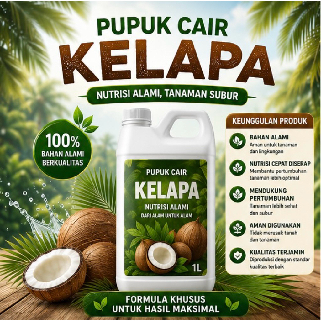 Pupuk Kelapa Agar Cepat Besar Berbuah Lebat Anti rontok  | Pupuk Booster Kelapa Hibriba Hijau Pendek