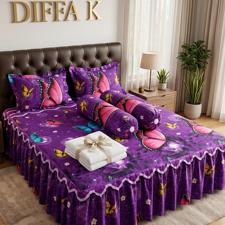 SPREI RUMBAI UKURAN 180X200 160X200 120X200 BAHAN KATUN HALUS TIDAK LUNTUR FREE 2 SARUNG BANTAL 2 SA
