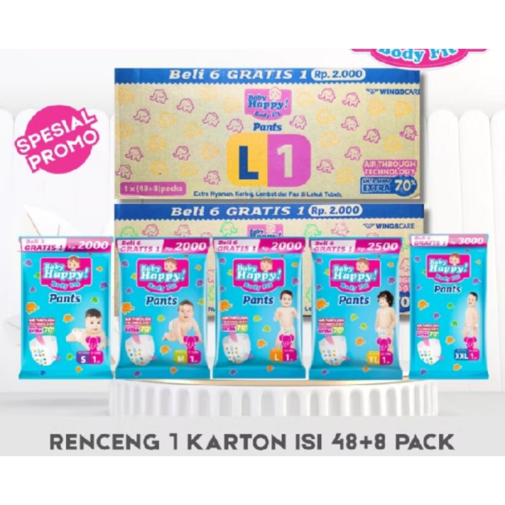 Pampers baby happy 1; karton ukuran L harga spesial