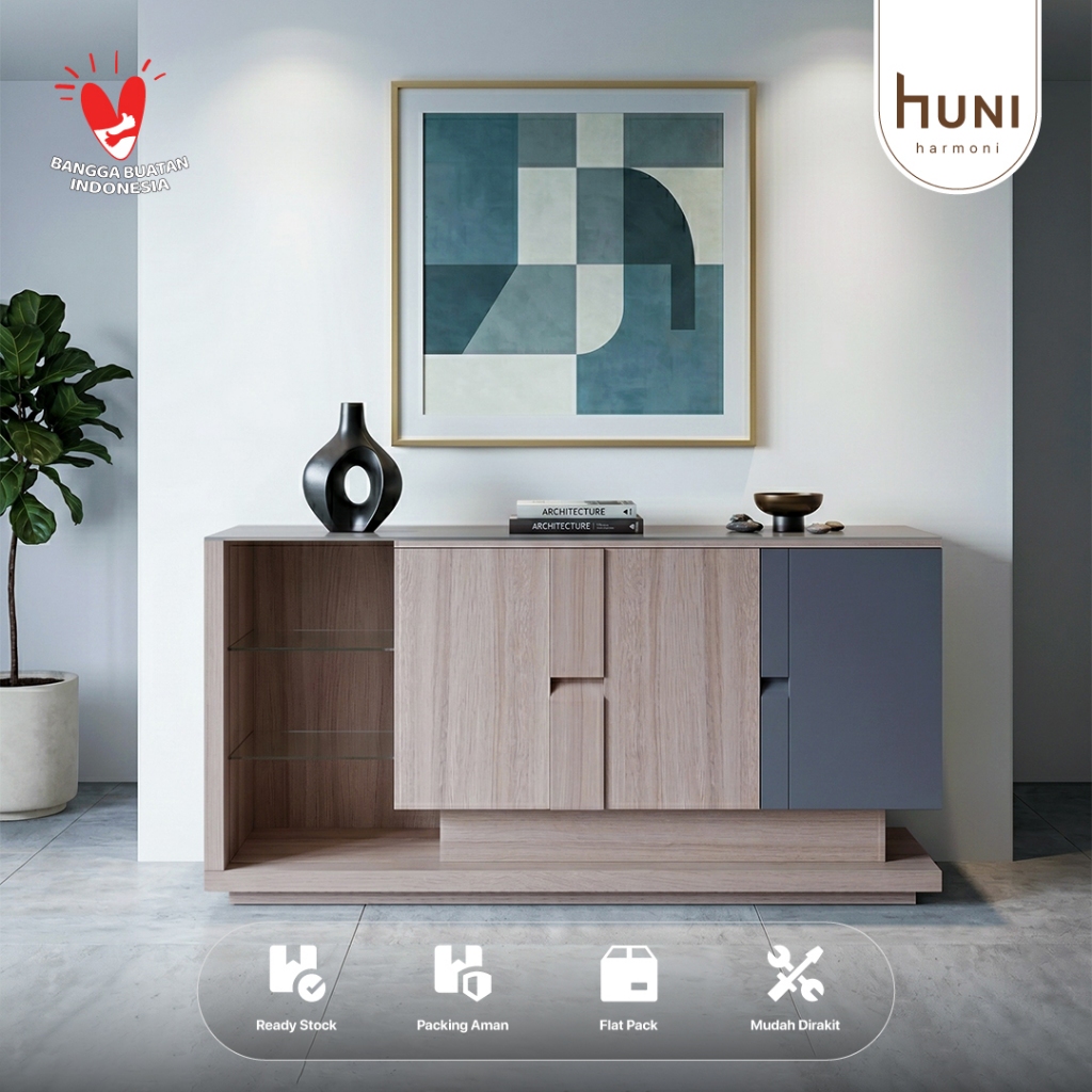 Siantano - Lemari Kabinet Display CR 006 | Rak Kaca Samping Modern | Bufet Multifungsi Hemat Ruang
