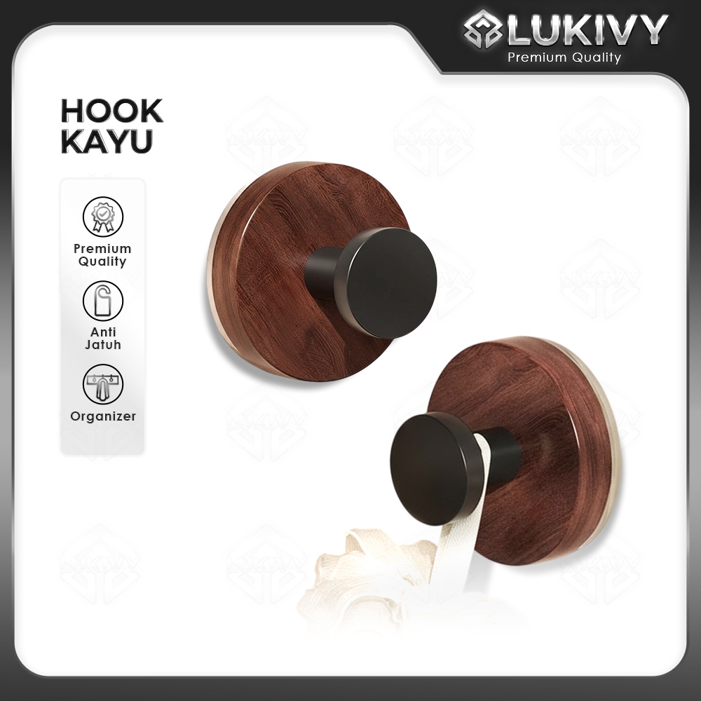 Gantungan Baju Tempel Dinding Model Kayu Estetik Hook Kapstok Topi Tas Handuk Multifungsi