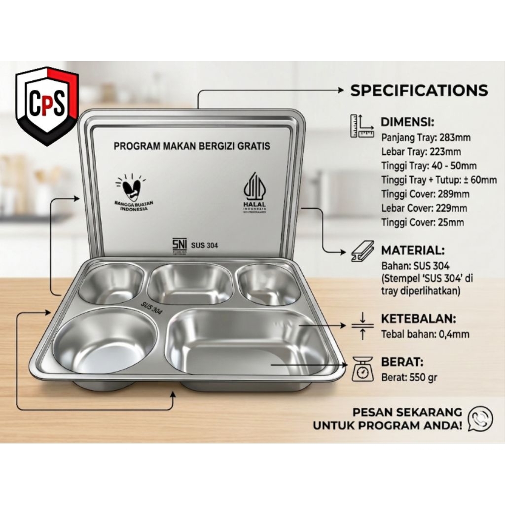 Food Tray Stainless Steel 304