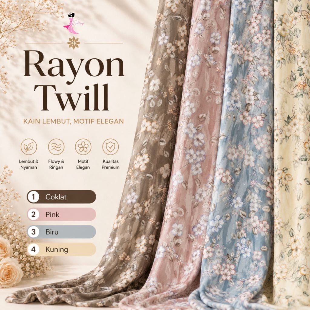 [CRIK] Rayon twill motif / rayon twill print premium / rayon twill kembang / rayon twill motif bunga