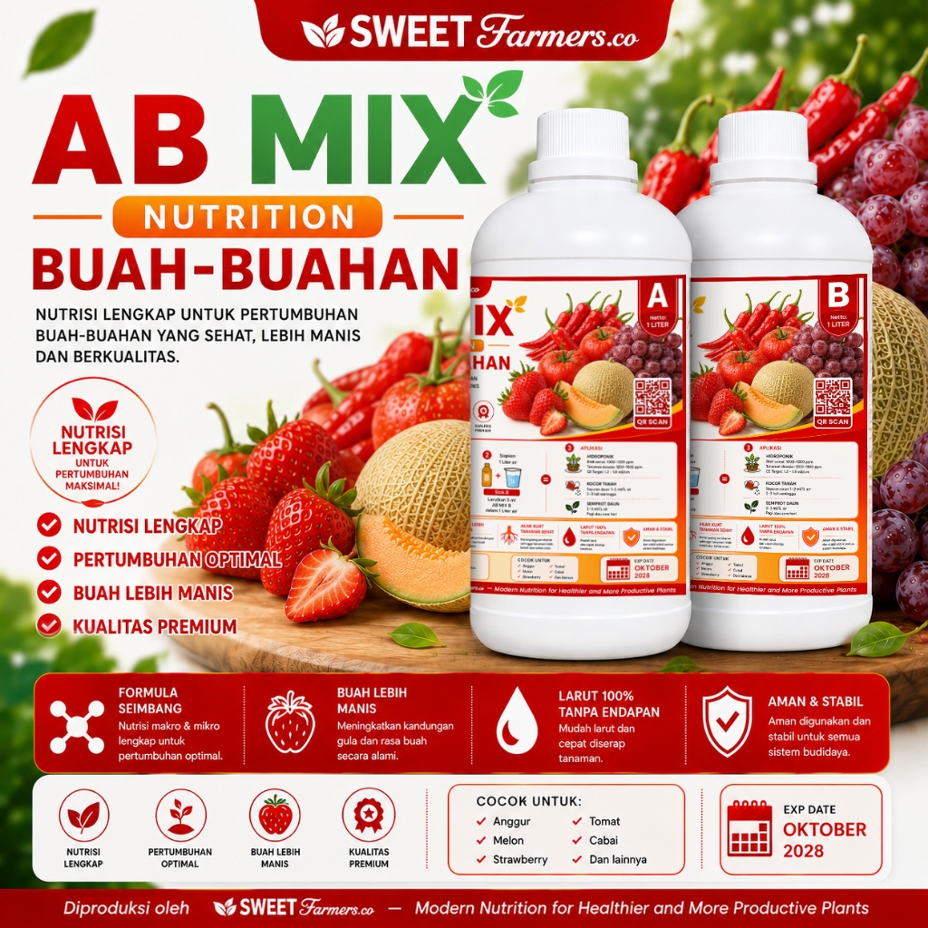 Nutrisi AB mix hidroponik nutrisi buah buahan cair 1 liter AB mix sayuran Buah