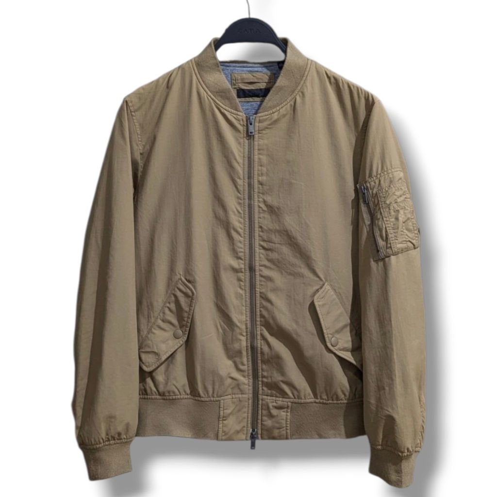 JAKET BOMBER UNIQLO ORIGINAL DOUBLE ZIPPER WARNA COKLAT