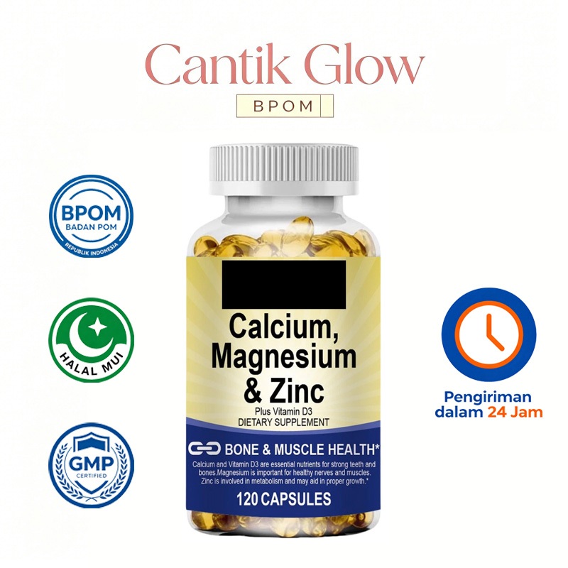 Kirkland Signature - Calcium Magnesium Zinc Plus D3, 120 Kaplet, Tulang Kuat & Otot Sehat