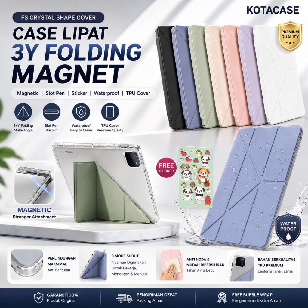 Case Lipat 3Y Fold Acrylic For iPad 7 8 9 10.2 2019/ 2020/ 2021/ Pro/ Air 3 10.5 | Pro 11/ Air 4/ Ai