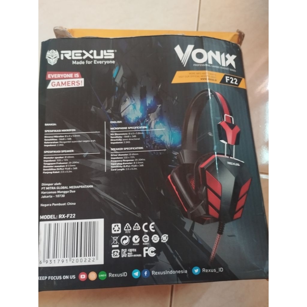 HEADSET REXUS VONIX