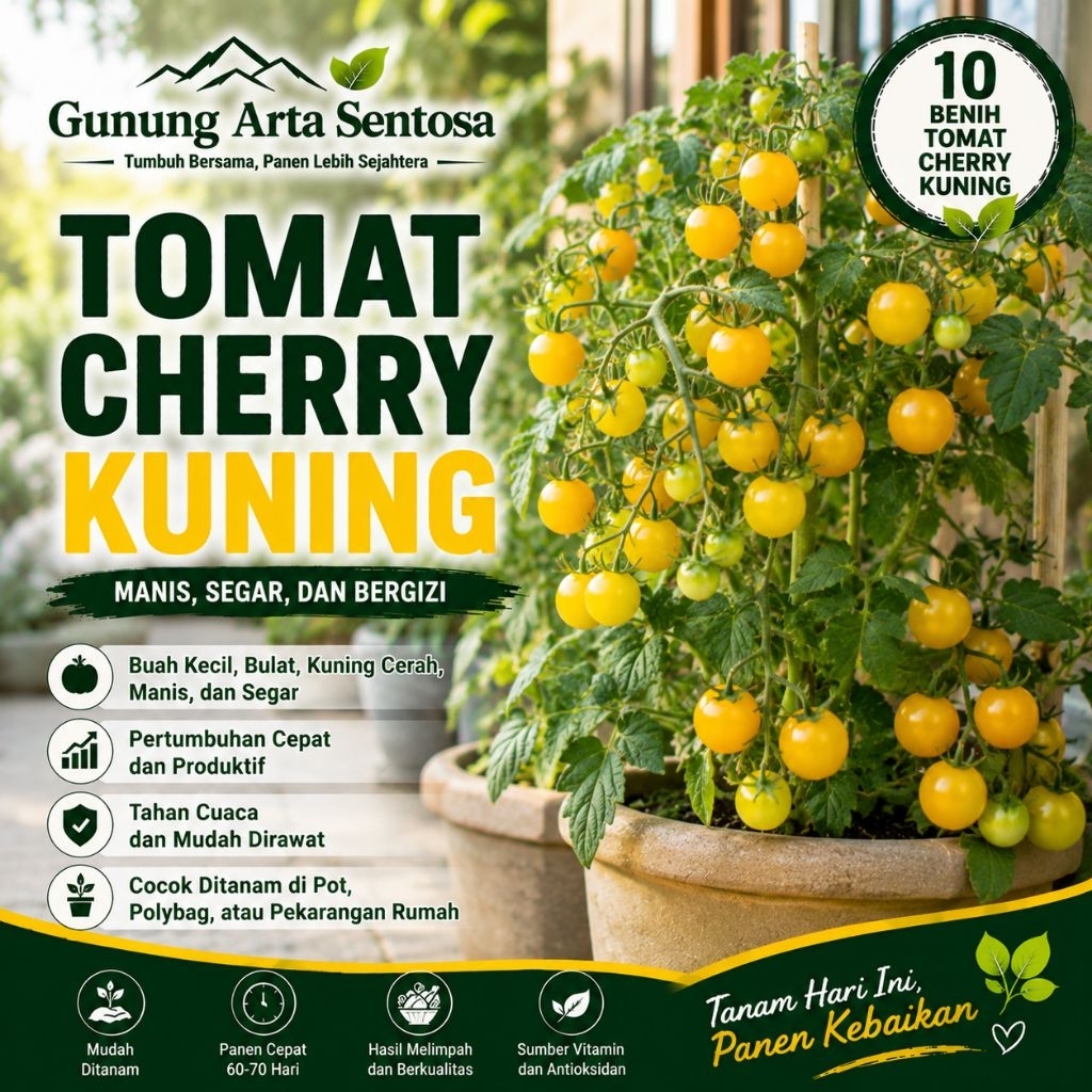 Benih Tomat Cherry Kuning 10 Biji | Yellow Cherry Tomato Seeds | Bibit Tomat Ceri Kuning Mini Manis 