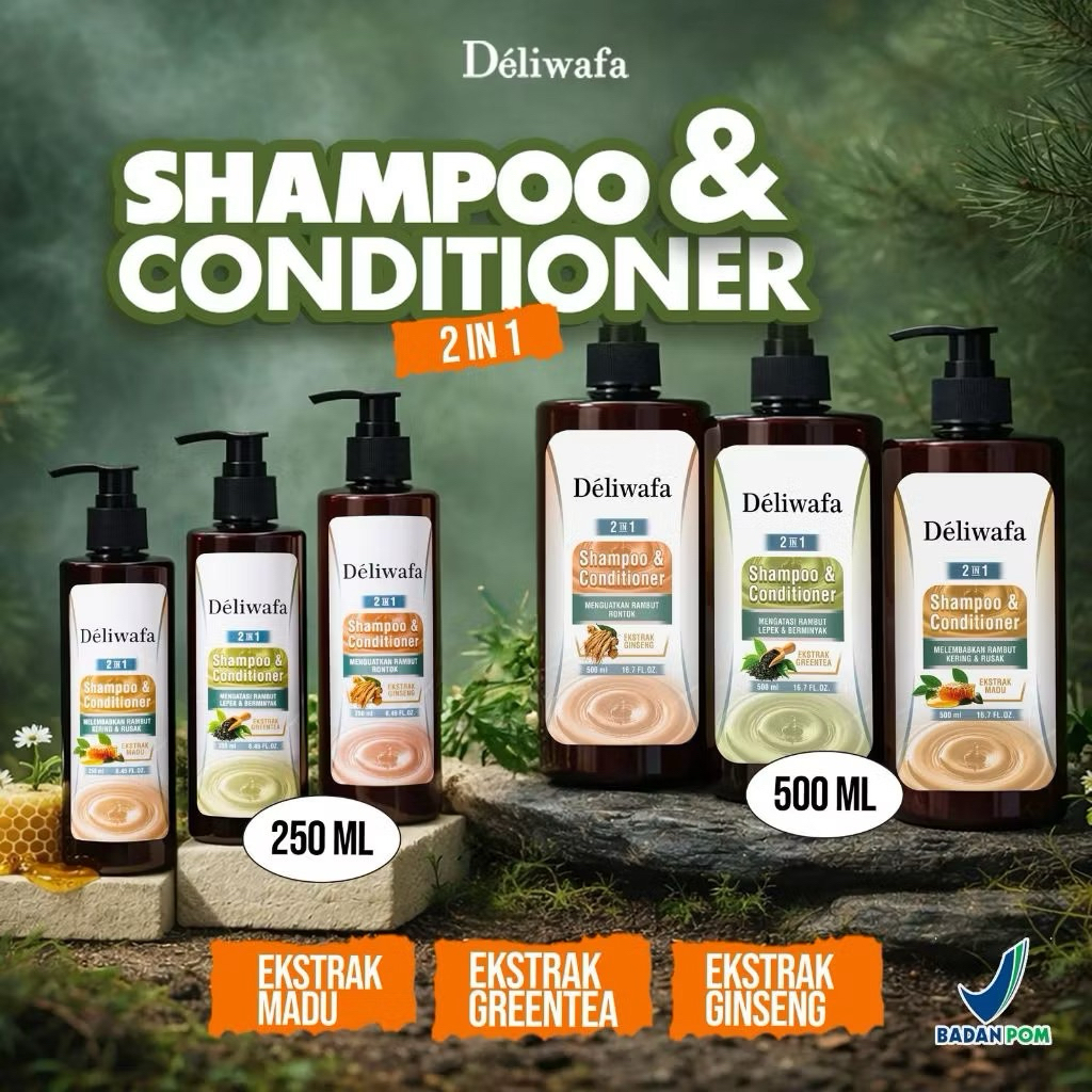 Deliwafa - 2In1 Shampoo And Conditioner | Hair Care | Perawatan Rambut | Rontok | Lepek | Kering MyS