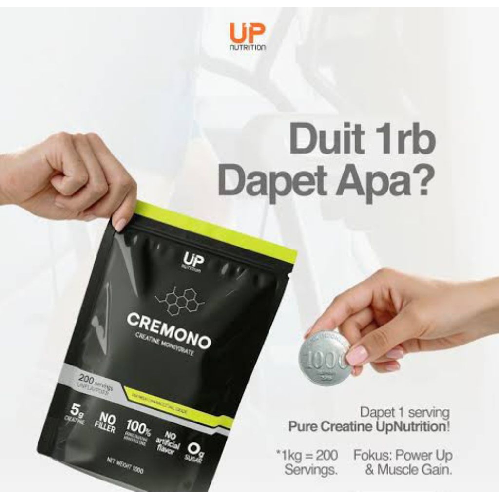 Up Nutrition Cremono Creatine Monohydrate 1000gr 1000 gram 1kg 200 Serving
