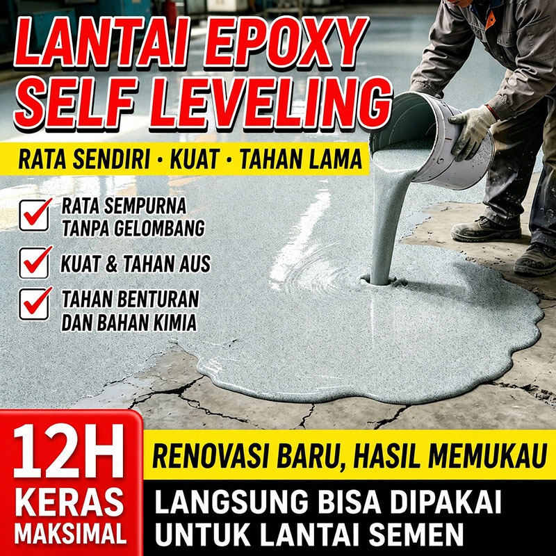 Cat lantai self-leveling pasir berwarna epoksi cat resin tahan aus anti selip ubin cair lantai semen