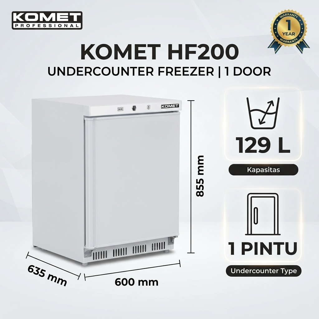Komet HF200 Undercounter Freezer 1 Pintu kapasitas 129 Liter