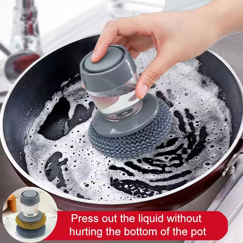 TLG - Sikat Pembersih Sabut Kawat Palm Scrubber Dengan Tempat Dispenser Penyimpanan Sabun
