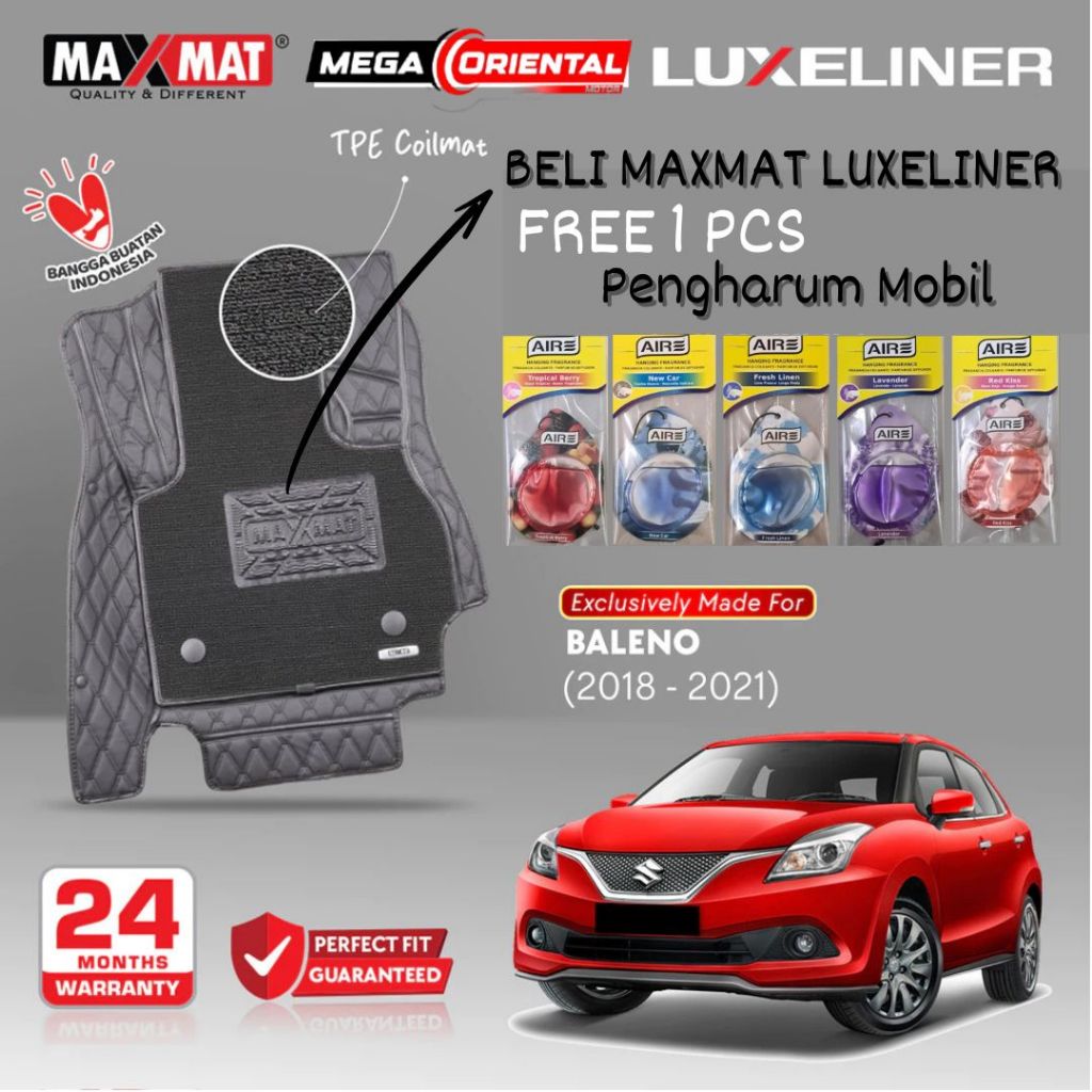 Maxmat Karpet Mobil Baleno Hatchback 2017-2022 Karpet 7D Maxmat Luxeliner Mobil Baleno Karpet Dasar 