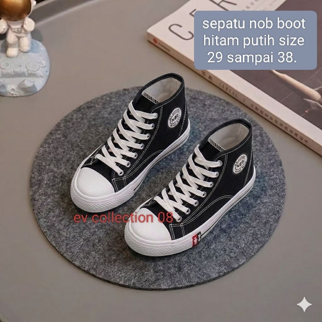 Sepatu NB Boots Hitam Putih Korean Style Premium Casual Sneakers Unisex
