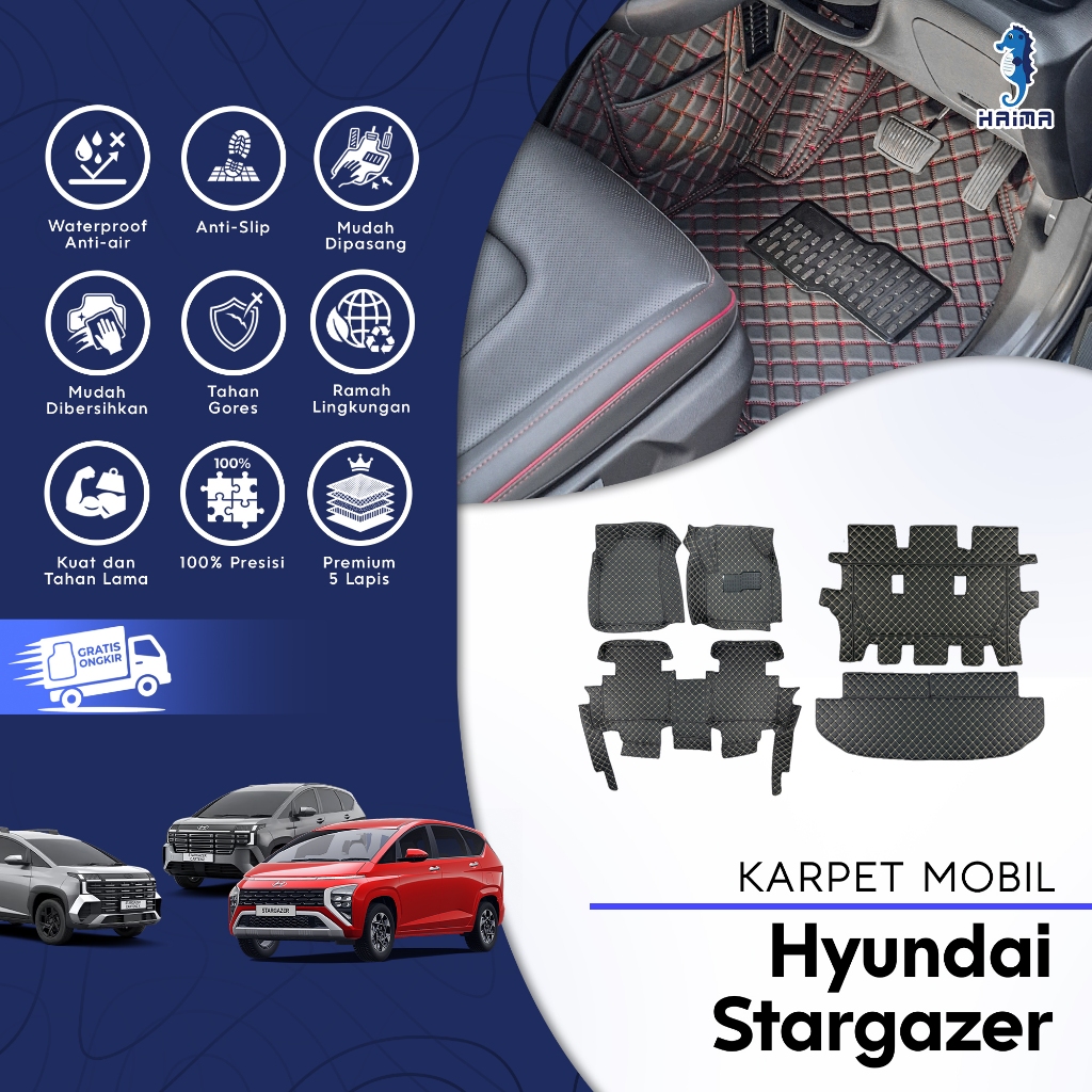 Haima Karpet Mobil Hyundai Stargazer 2022-2025 Premium Anti Slip Nappa Leather M1060