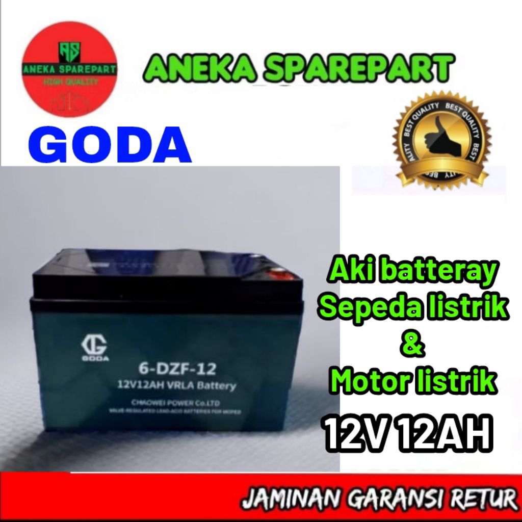AKI bateray sepeda listrik & motor listrik ,Aki GODA ,6-DZF-12/12V 12AH