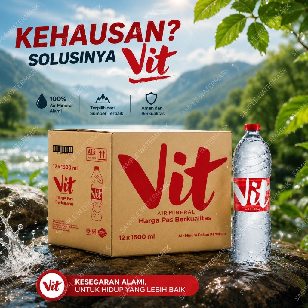 VIT 1500ml ( 1,5 liter ) 1dus isi 12botol / vit air mineral 1500 ml / vit 1.5 liter