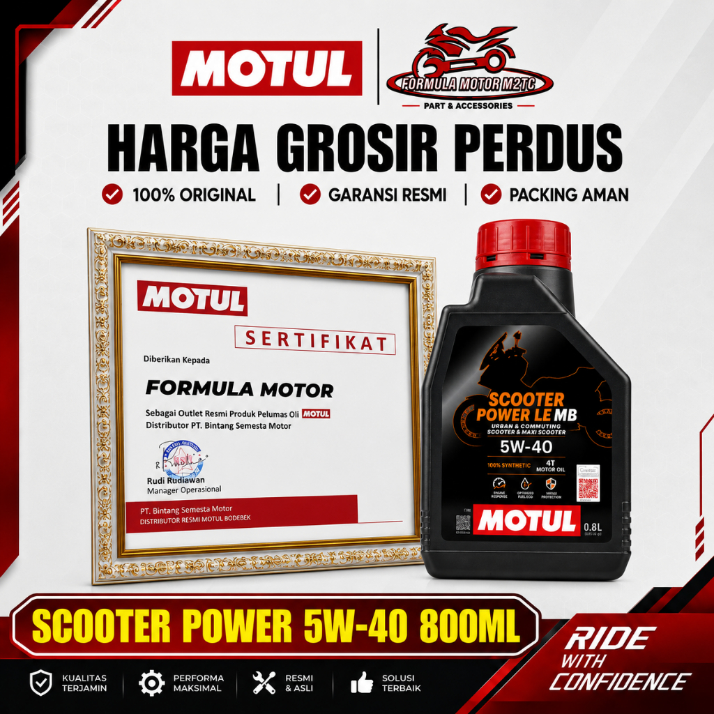 (Ready Perdus Isi 20) Motul Scooter Power 5W-40 800ml 100% Full Synthetic API SP - Oli Mesin Premium