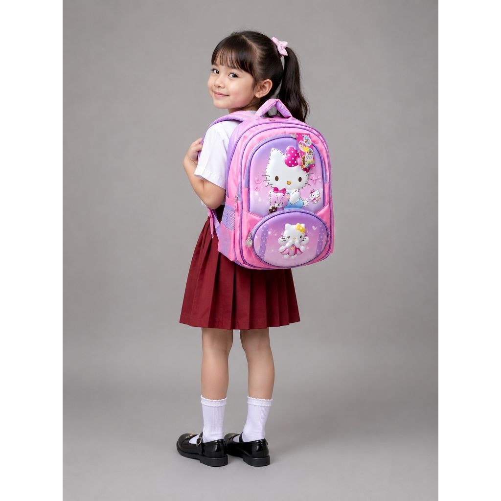 Italy Bags - Ransel Sekolah Anak Alto Hello Kitty Original - Tas Karakter 3D Kualitas Premium