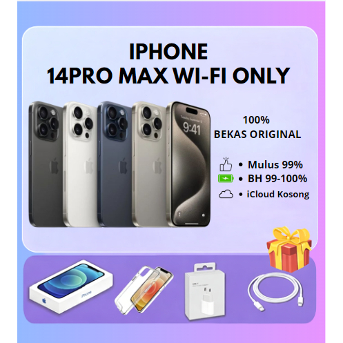 iphone 14  pro max second ori inter 128gb 256gb bekas ip 14 Pro max fullset mulus/wifi only/iCloud A
