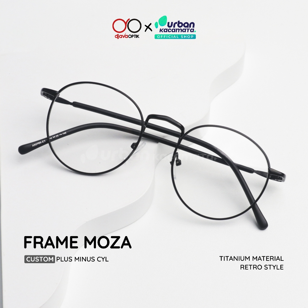 DJAVA URBAN Frame Kacamata Bulat Korea Retro Anti UV Blueray Photocromic Frame Titanium Moza - Frame