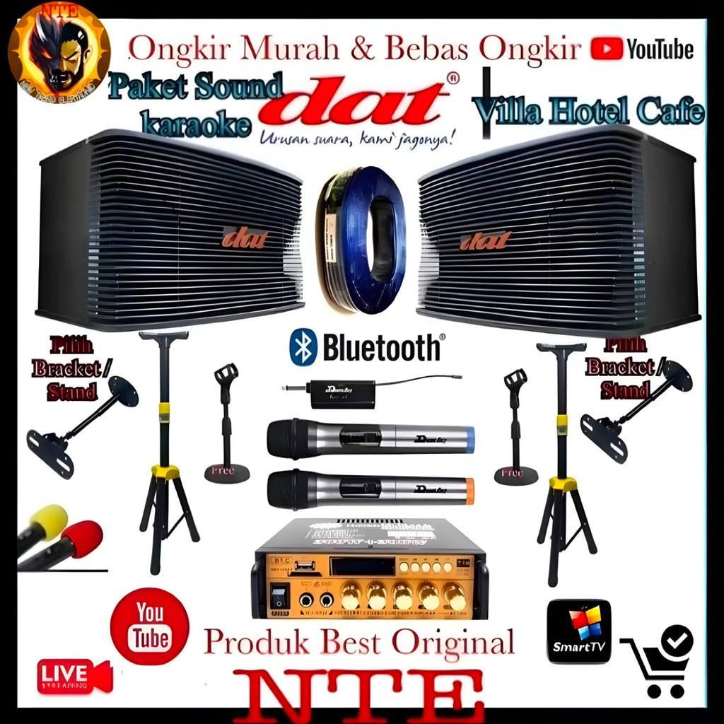 Paket Set Sound Karaoke speaker 10 inch Dat Original Support Smart tv