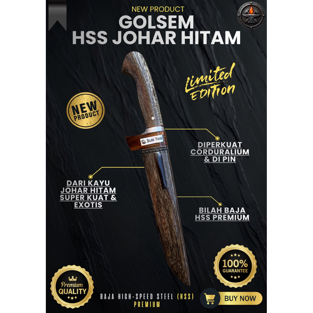 [PANDAI BAJA] GOLOK SEMBELIH HSS JOHAR HITAM GOLOK BAJA SUPER TAJAM Baja HSS Premium Asli Original