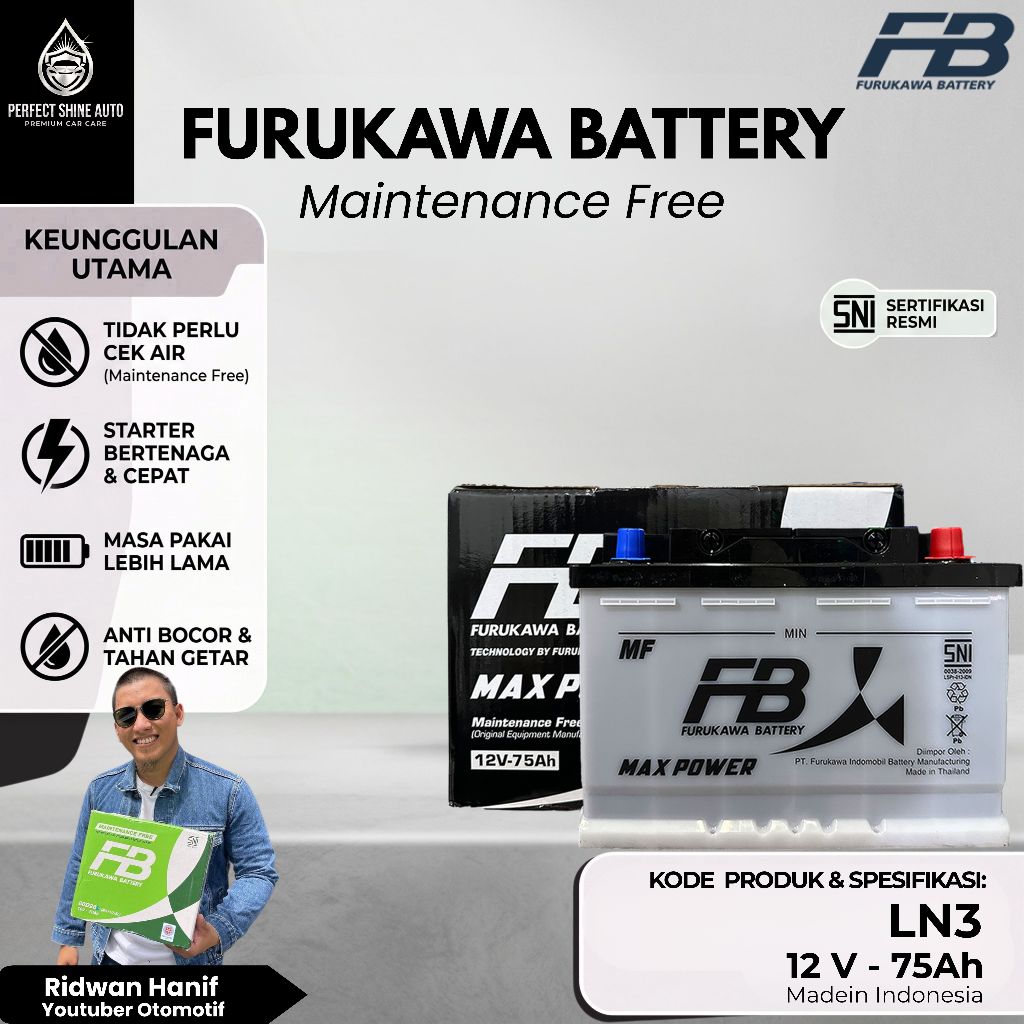 Furukawa Battery / FB Aki Mobil Mercedes Benz Tiger 230 DIN 75 / LN3 75Ah Aki Kering