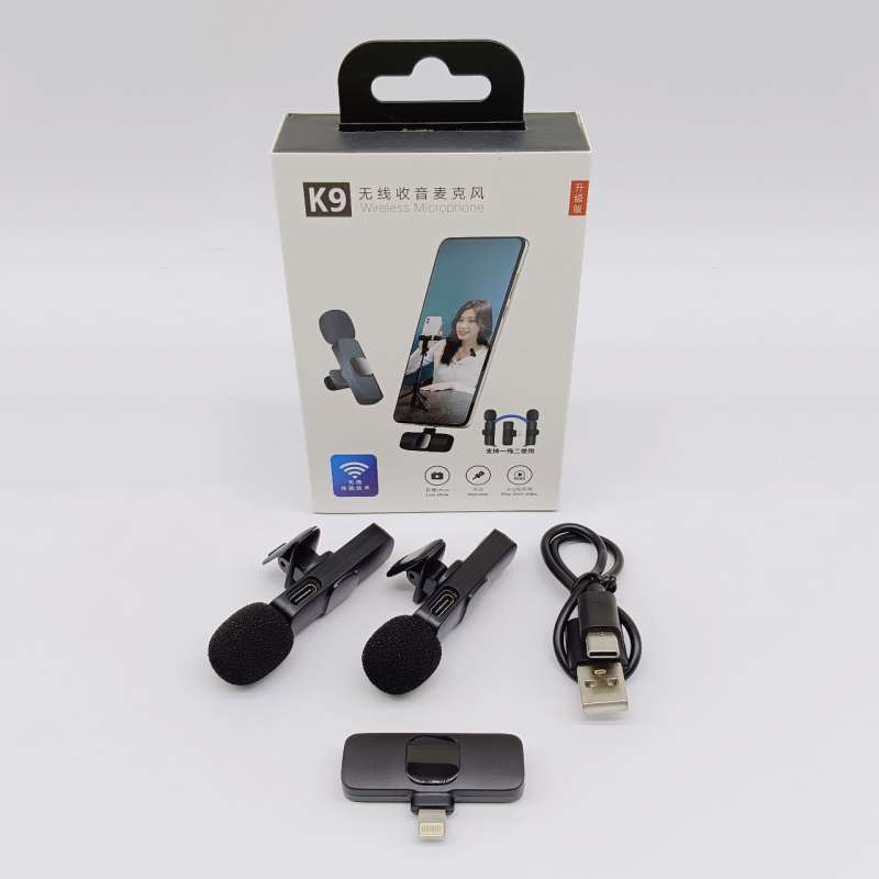 Microphone Vlog Wireless set 2 mic Lighting for Iphone  - Microphone K9