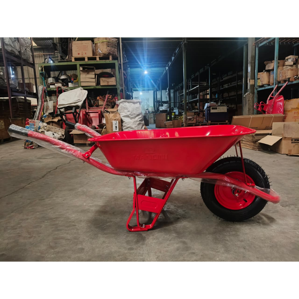 MANCINI | Gerobak Sorong | Troli | Angkong | 14Kg (Warna : Merah) | Ban Mati / Ban Hidup