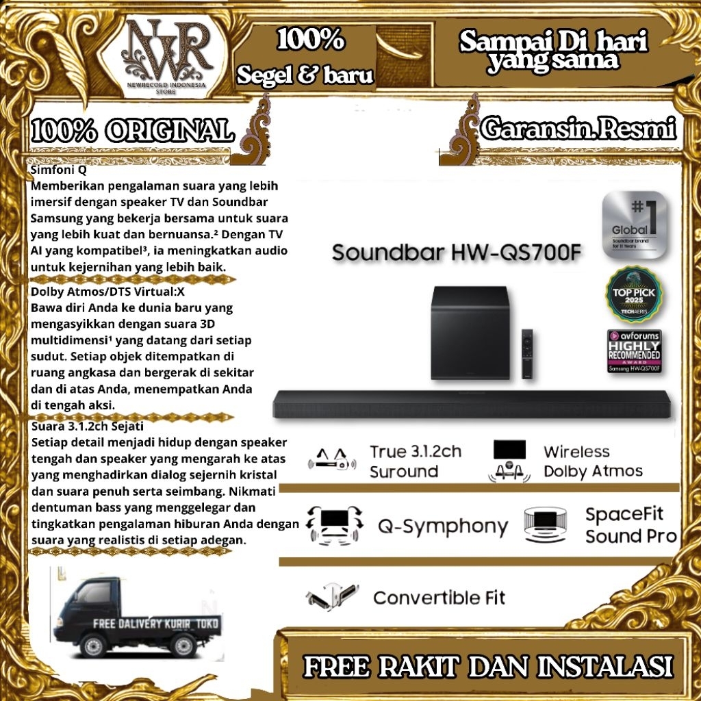 SAMSUNG HW QS700F XD - SOUNDBAR 3.1.2 CH DOLBY ATMOS - HWQS700FXD HWQS700F XD HW QS700F