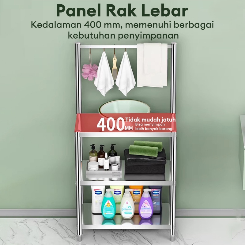 Rak Kamar Mandi Stainless Rak Organizer Serbaguna Rak Serbaguna dari Baja Tahan Karat