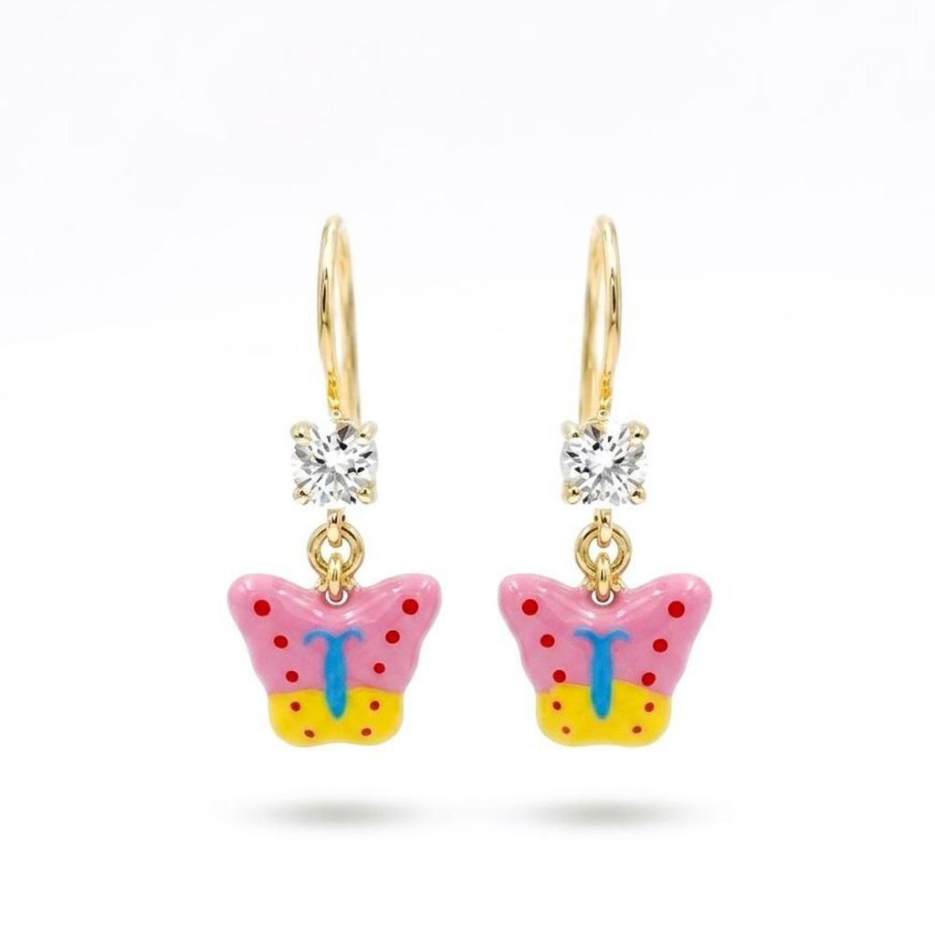 Anting Emas Anak Fashionable Karakter Kupu-Kupu / Butterfly List Cute Rainbow 8K/375 Terbaru Termura