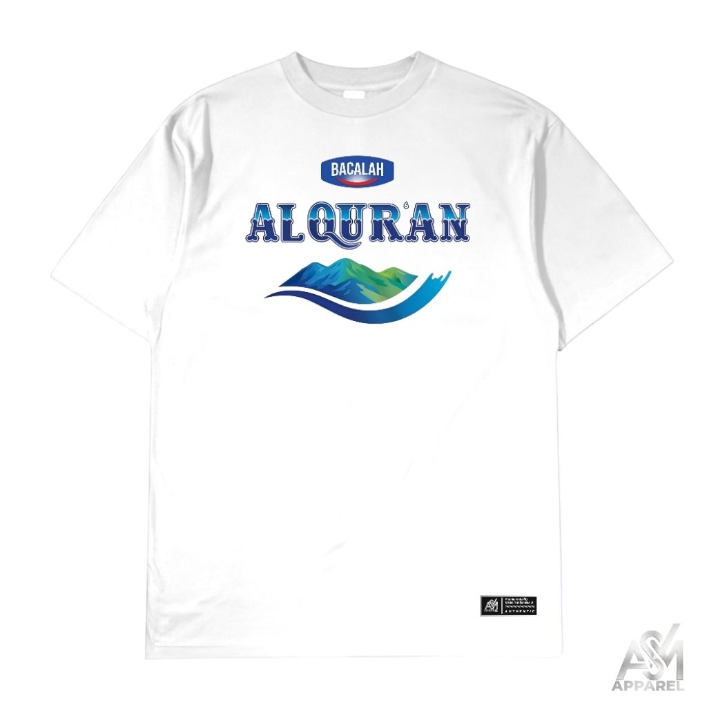 Tshirt Kaos Plesetan Lucu AQUA - BACALAH AL QURAN Putih