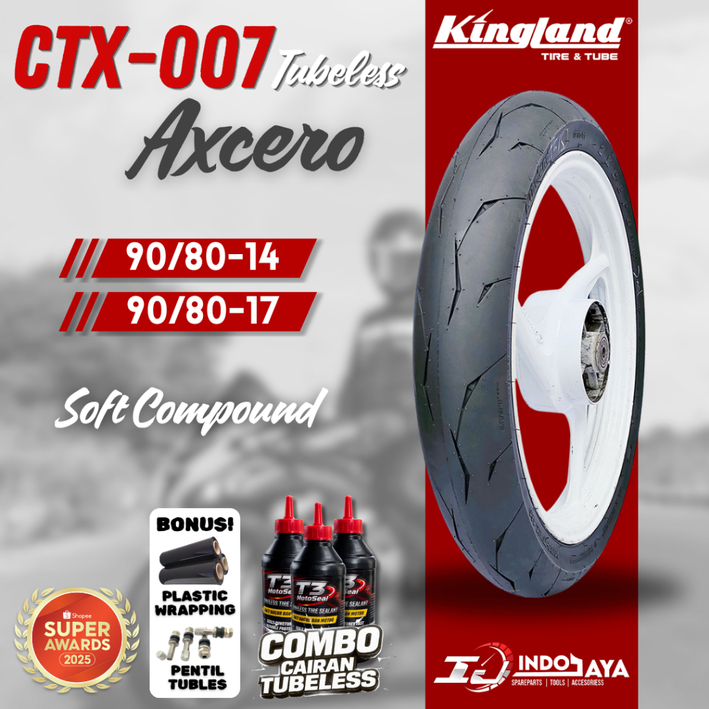 [FREE PENTIL] BAN TUBELESS SOFT COMPOUND AXCERO RING 14 RING 17 CTX007 ( 90/80-14 / 90/80-17 ) BAN B