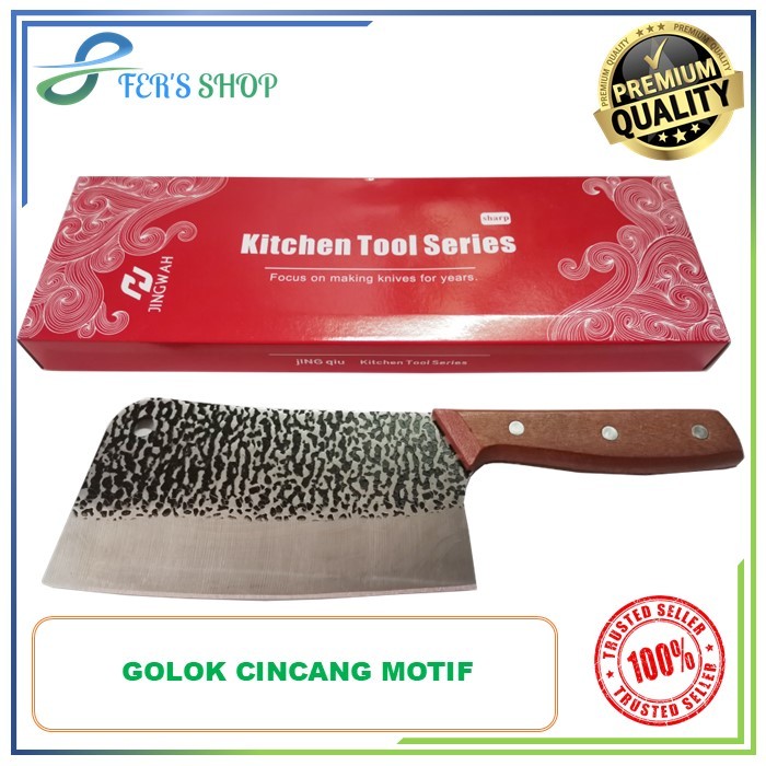 Golok Dapur Stainless Motif / Golok Cincang / Pisau Dapur / Pisau Golok Dapur
