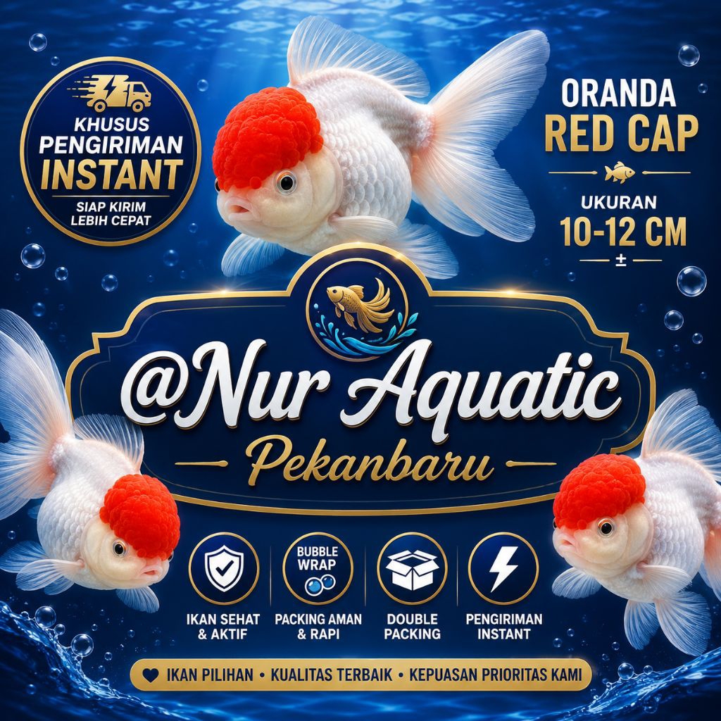 Ikan Mas koki Oranda Red Cap ukuran 10-12 cm