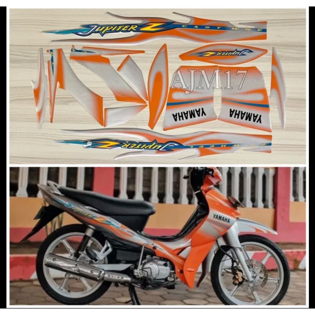 STRIPING STICKER MOTOR YAMAHA JUPITER Z LAMA / JUPITER CW 2005 SILVER ORANGE