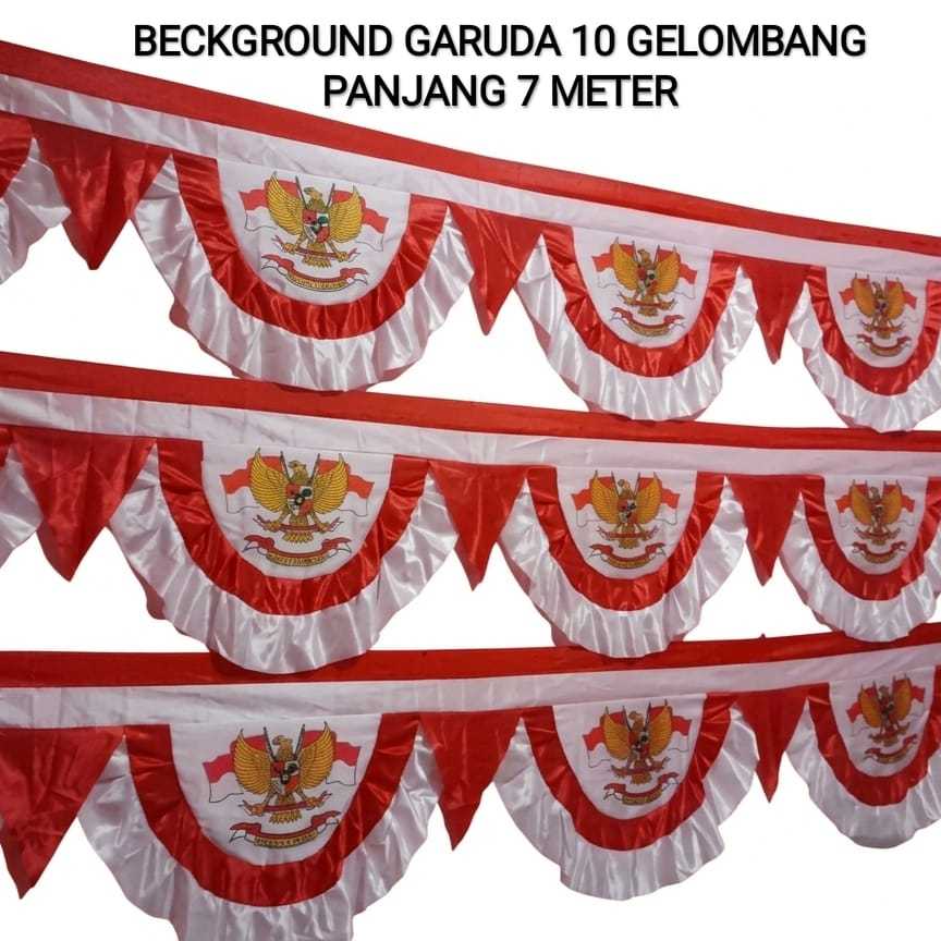 background merah putih background garuda klasik panjang 7 meter 10 gelombang