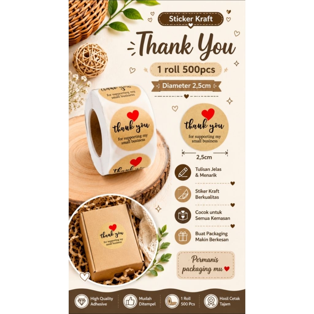 Sticker Kraft Thank You 2,5cm