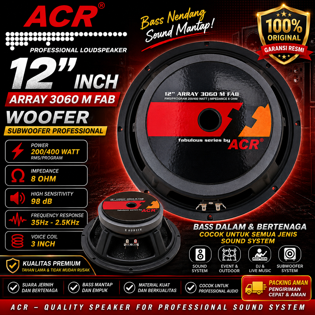 Speaker ACR 12 Inch Fabulous 3060 Original | Woofer 12” Subwoofer Bass Nendang Sound System