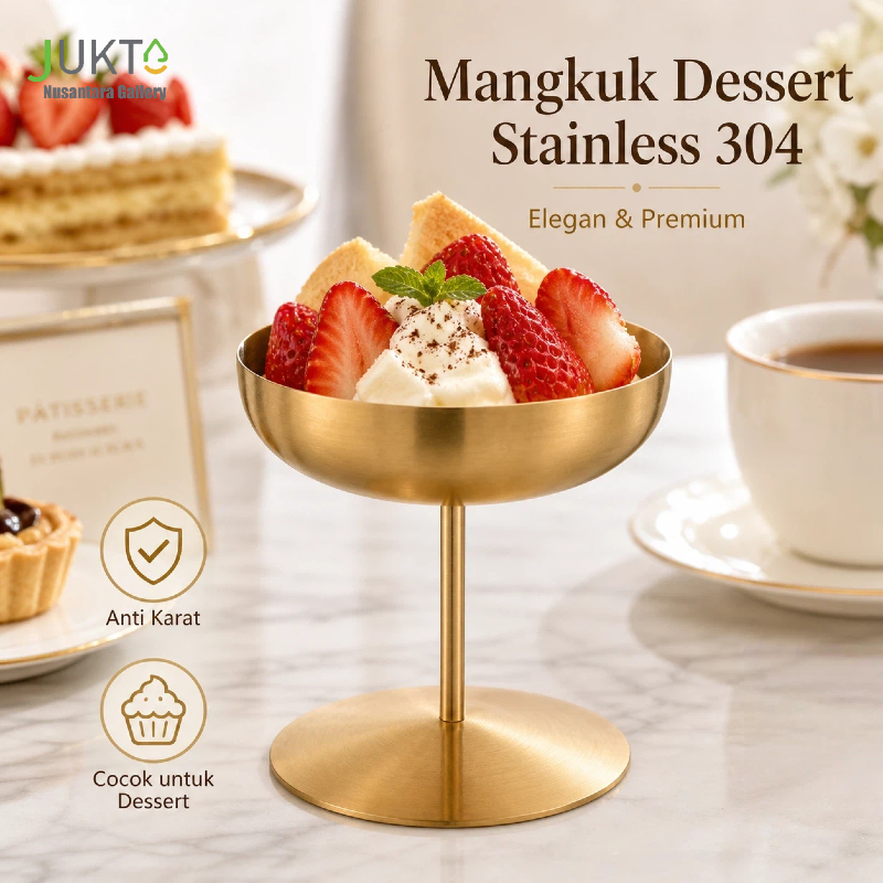 JUKTA [COD] Mangkuk Dessert Stainless 304 | Gelas Es Krim Puding Buah - 200ml Food Grade Premium