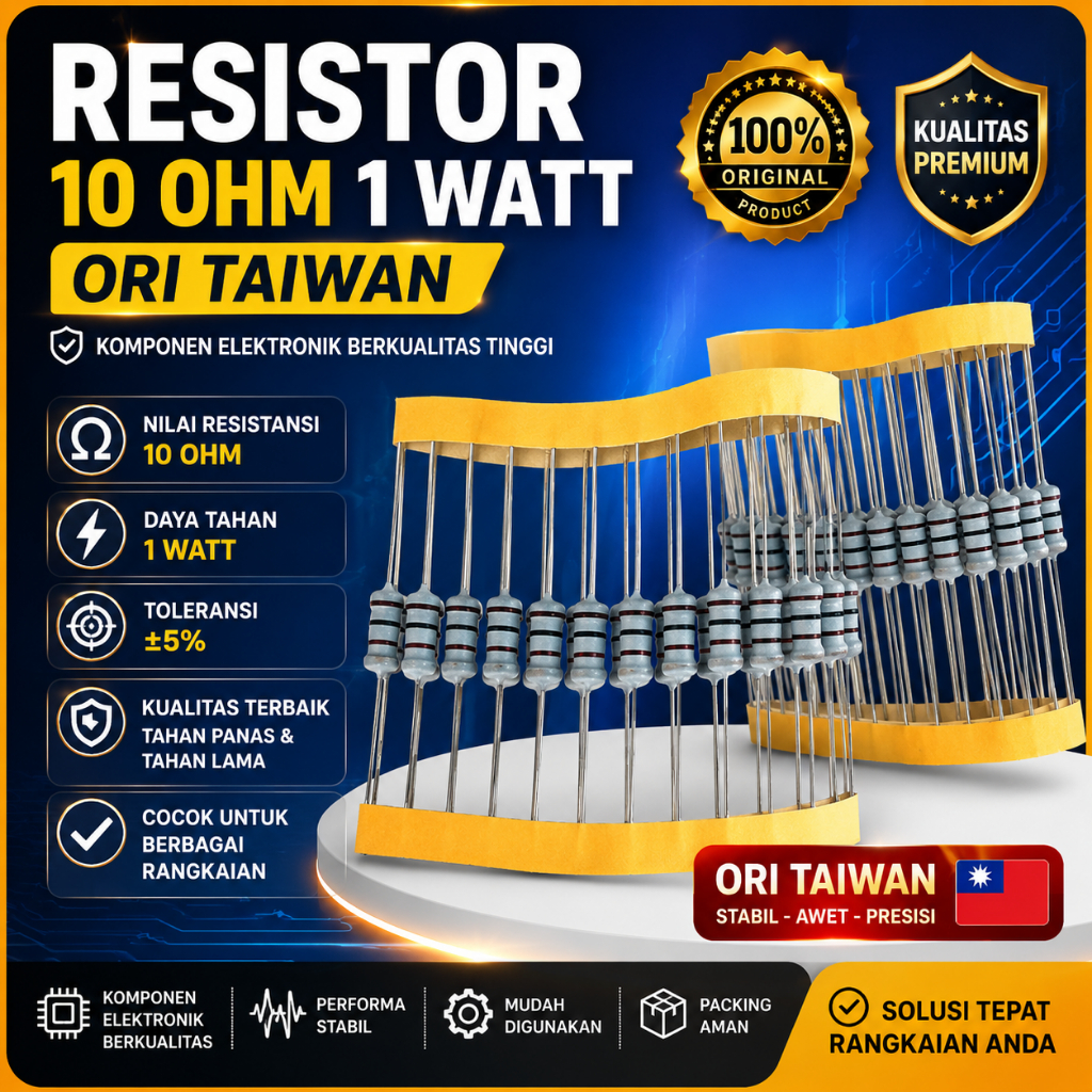 Resistor 10 ohm 1 watt ori taiwan