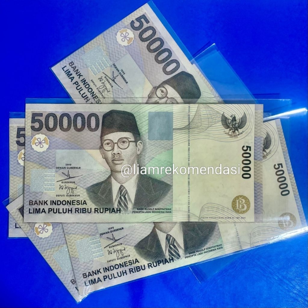 Kertas Kuno 50 Ribu WR Soepratman Tahun 1999