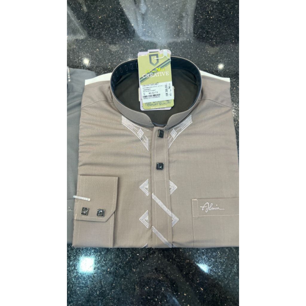 baju koko almia lengan panjang manset creative 100% almia original